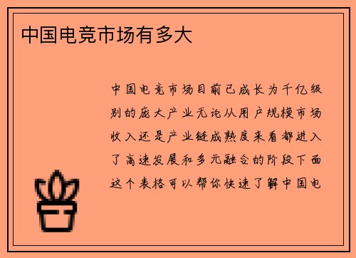 中国电竞市场有多大